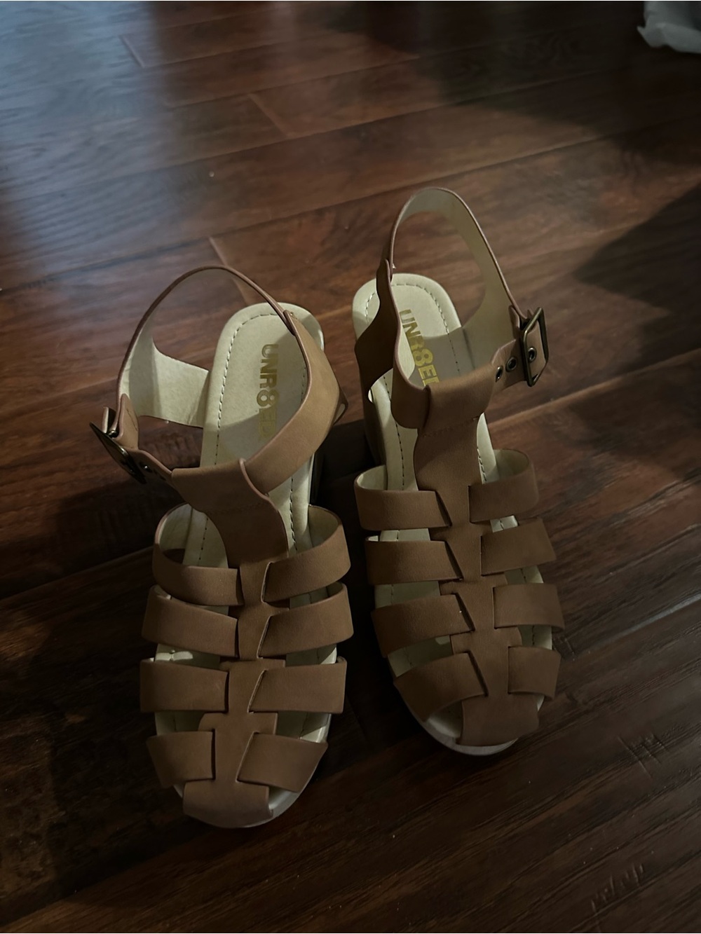 Brown Strappy Sandals - Adjustable Buckle